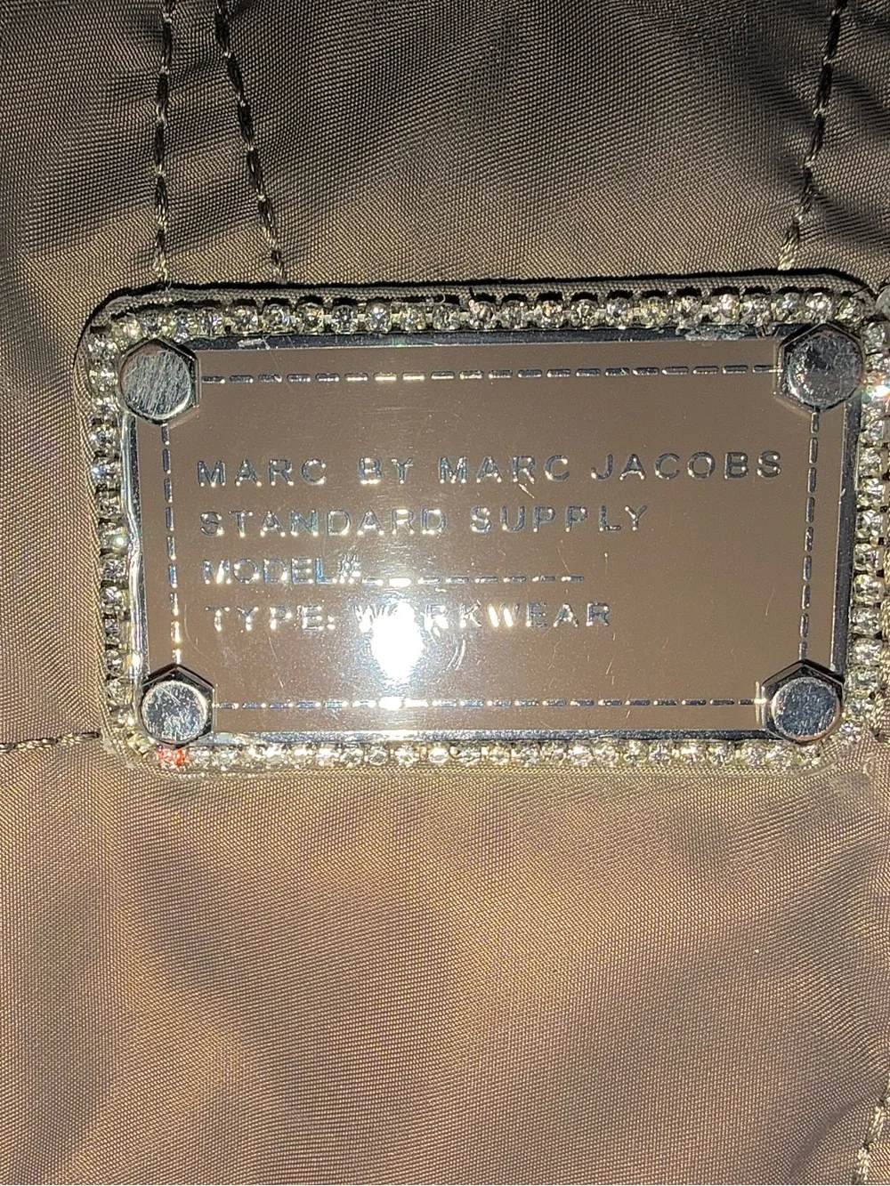 Marc by Marc Jacobs Quilted Taupe Tote Upcycled with Charm and Brooch